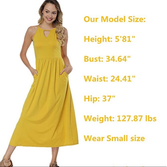 Natural Beauty Golden Yellow Maxi Dress w Pockets - Picture 5 of 6